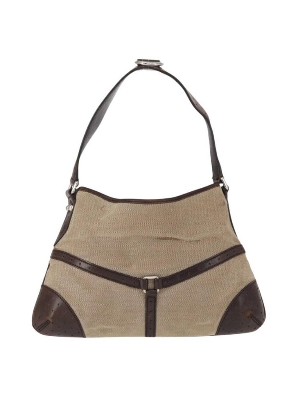 Authentic GUCCI Web Sherry Line Shoulder Bag Beige Silver Red 114877 - Picture 10 of 16